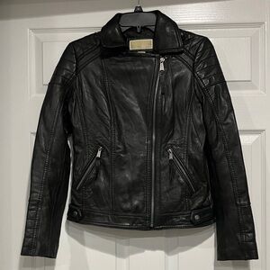 Michael Kors Black Leather Jacket, Size Small